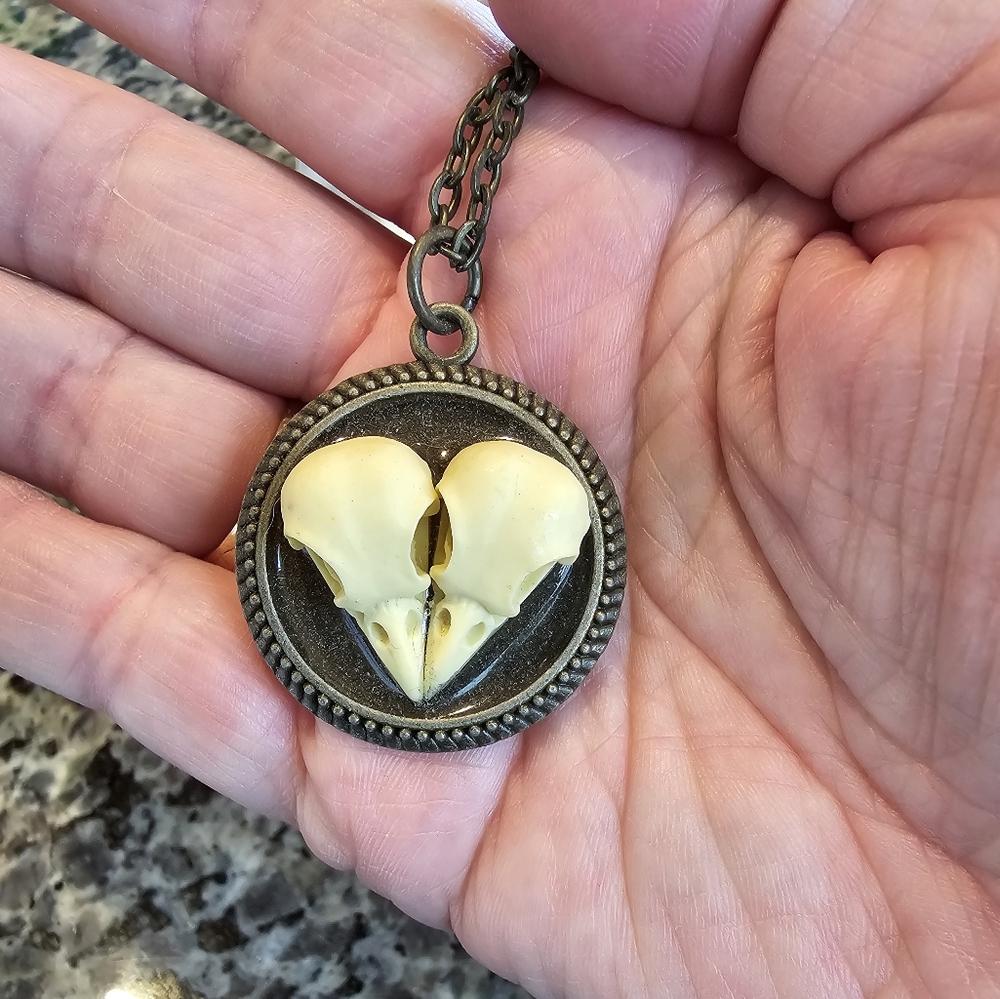 Love birds necklace. Goth Gothic fairy chic twin flames soul mates  resin form